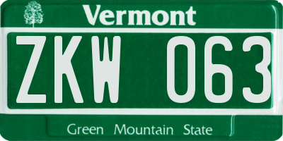 VT license plate ZKW063