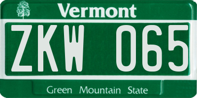 VT license plate ZKW065