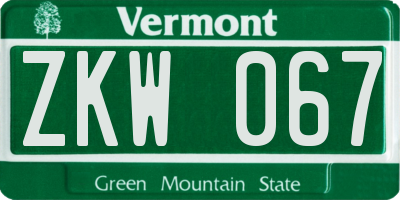 VT license plate ZKW067