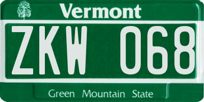 VT license plate ZKW068