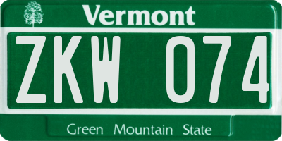 VT license plate ZKW074