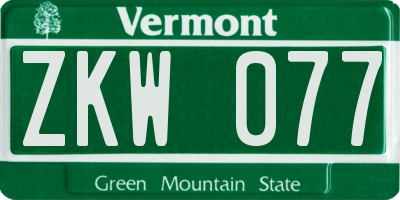 VT license plate ZKW077
