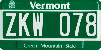 VT license plate ZKW078