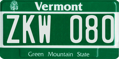 VT license plate ZKW080