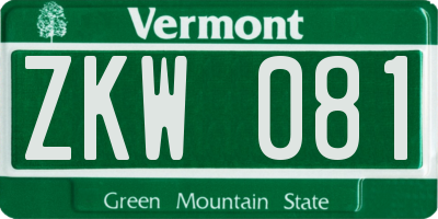 VT license plate ZKW081