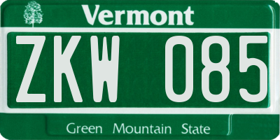 VT license plate ZKW085