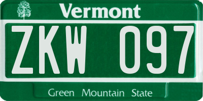 VT license plate ZKW097