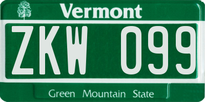 VT license plate ZKW099