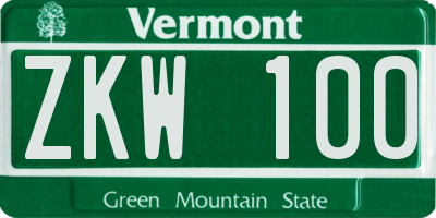 VT license plate ZKW100