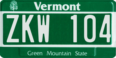 VT license plate ZKW104