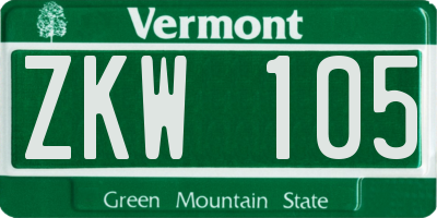 VT license plate ZKW105