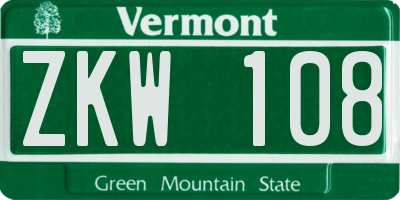 VT license plate ZKW108