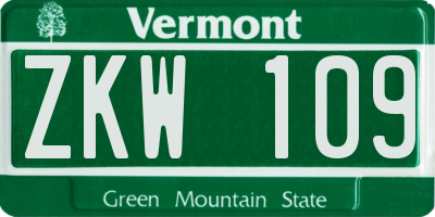 VT license plate ZKW109