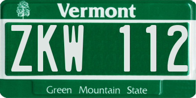 VT license plate ZKW112