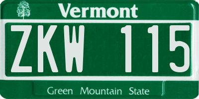 VT license plate ZKW115