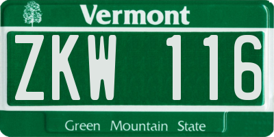 VT license plate ZKW116