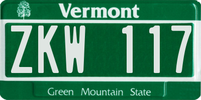 VT license plate ZKW117