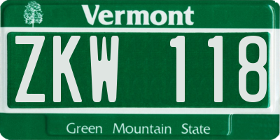 VT license plate ZKW118