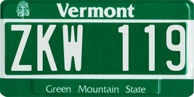 VT license plate ZKW119