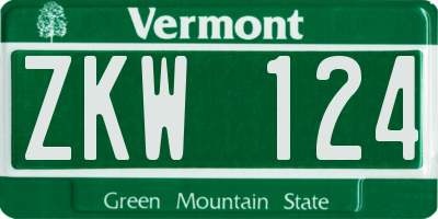 VT license plate ZKW124