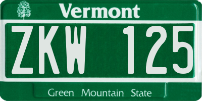 VT license plate ZKW125