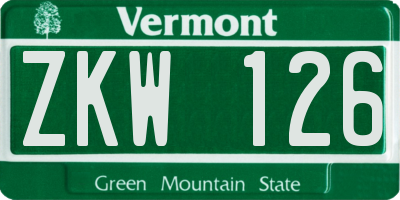 VT license plate ZKW126