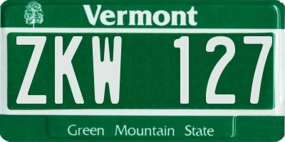 VT license plate ZKW127