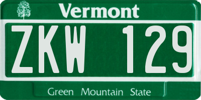 VT license plate ZKW129