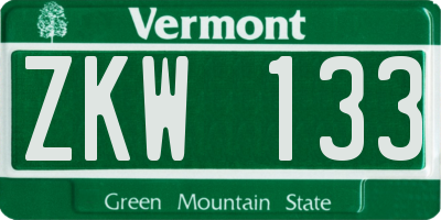 VT license plate ZKW133