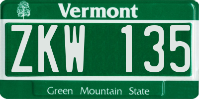 VT license plate ZKW135