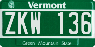 VT license plate ZKW136