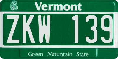 VT license plate ZKW139
