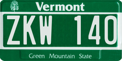 VT license plate ZKW140