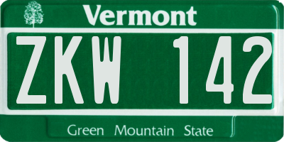 VT license plate ZKW142