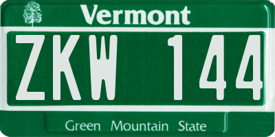VT license plate ZKW144