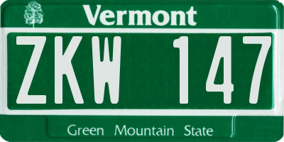 VT license plate ZKW147