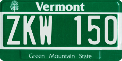 VT license plate ZKW150