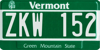 VT license plate ZKW152