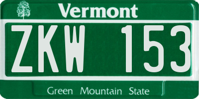 VT license plate ZKW153