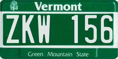 VT license plate ZKW156