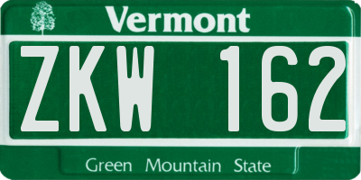 VT license plate ZKW162