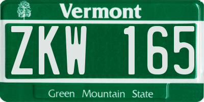 VT license plate ZKW165