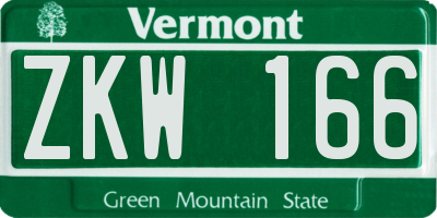 VT license plate ZKW166
