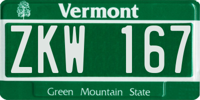 VT license plate ZKW167
