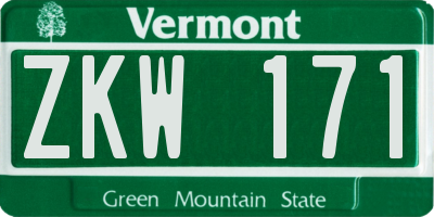 VT license plate ZKW171