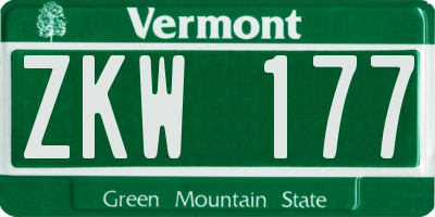 VT license plate ZKW177