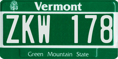 VT license plate ZKW178
