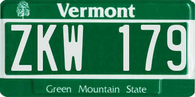 VT license plate ZKW179