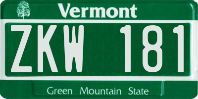 VT license plate ZKW181