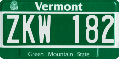 VT license plate ZKW182